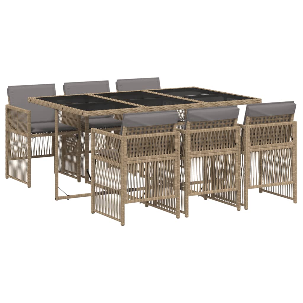 Set Pranzo da Giardino 7 pz con Cuscini Beige Misto Polyrattan - homemem39