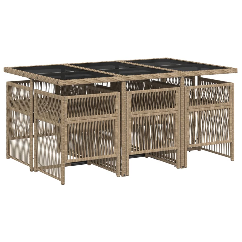 Set Pranzo da Giardino 7 pz con Cuscini Beige Misto Polyrattan - homemem39