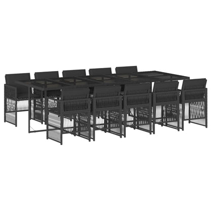 Set da Pranzo da Giardino 11 pz con Cuscini in Polyrattan Nero - homemem39