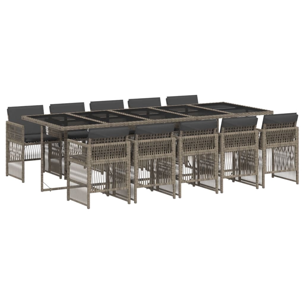 Set da Pranzo da Giardino 11pz con Cuscini in Polyrattan Grigio - homemem39
