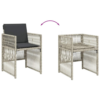 Set Pranzo Giardino 11pz con Cuscini Grigio Chiaro Polyrattan | homemem39