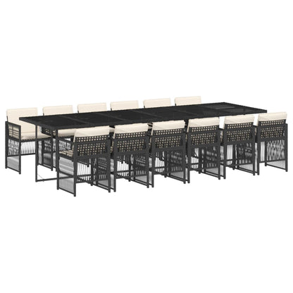Set da Pranzo da Giardino 13pz con Cuscini Nero in Polyrattan - homemem39