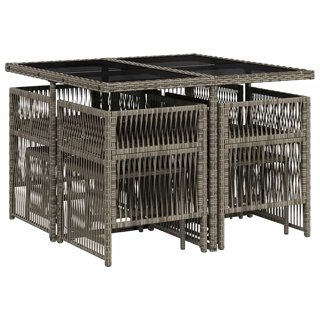 Set da Pranzo da Giardino 9 pz con Cuscini in Polyrattan Grigio | homemem39
