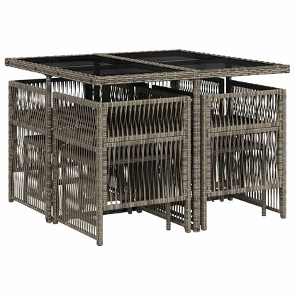 Set da Pranzo da Giardino 9 pz con Cuscini in Polyrattan Grigio | homemem39