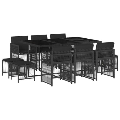 Set da Pranzo da Giardino 11 pz con Cuscini in Polyrattan Nero - homemem39