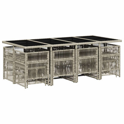 Set da Pranzo da Giardino 13pz con Cuscini Grigio in Polyrattan - homemem39