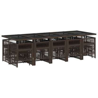Set da Pranzo da Giardino 15 pz con Cuscini Marrone Polyrattan - homemem39