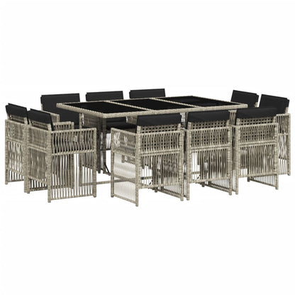 Set Pranzo Giardino 11pz con Cuscini Grigio Chiaro Polyrattan - homemem39