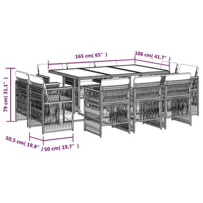 Set Pranzo da Giardino 11 pz con Cuscini Beige Misto Polyrattan | homemem39