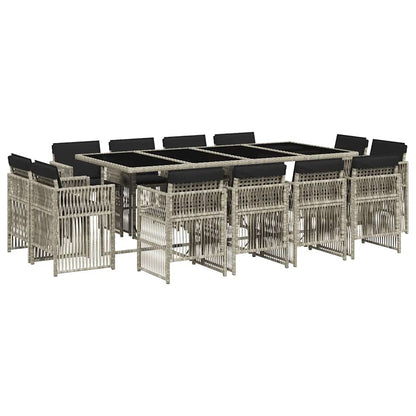 Set da Pranzo da Giardino 13pz con Cuscini Grigio in Polyrattan - homemem39