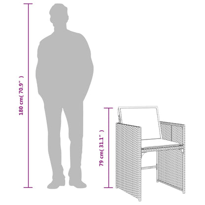 Set da Pranzo da Giardino 5 pz con Cuscini in Polyrattan Grigio