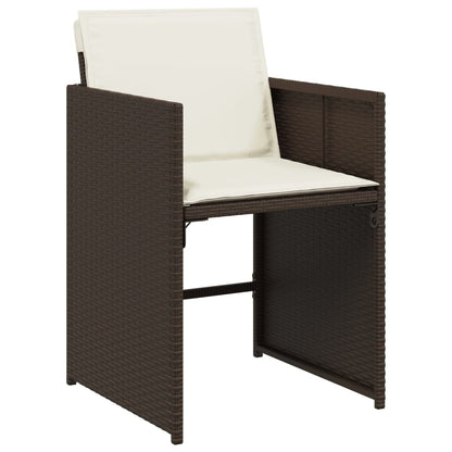 Set da Pranzo da Giardino 5pz con Cuscini in Polyrattan Marrone