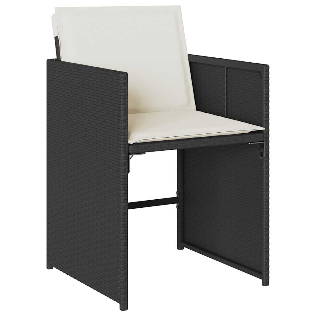 Set da Pranzo da Giardino 5 pz Nero con Cuscini in Polyrattan | homemem39