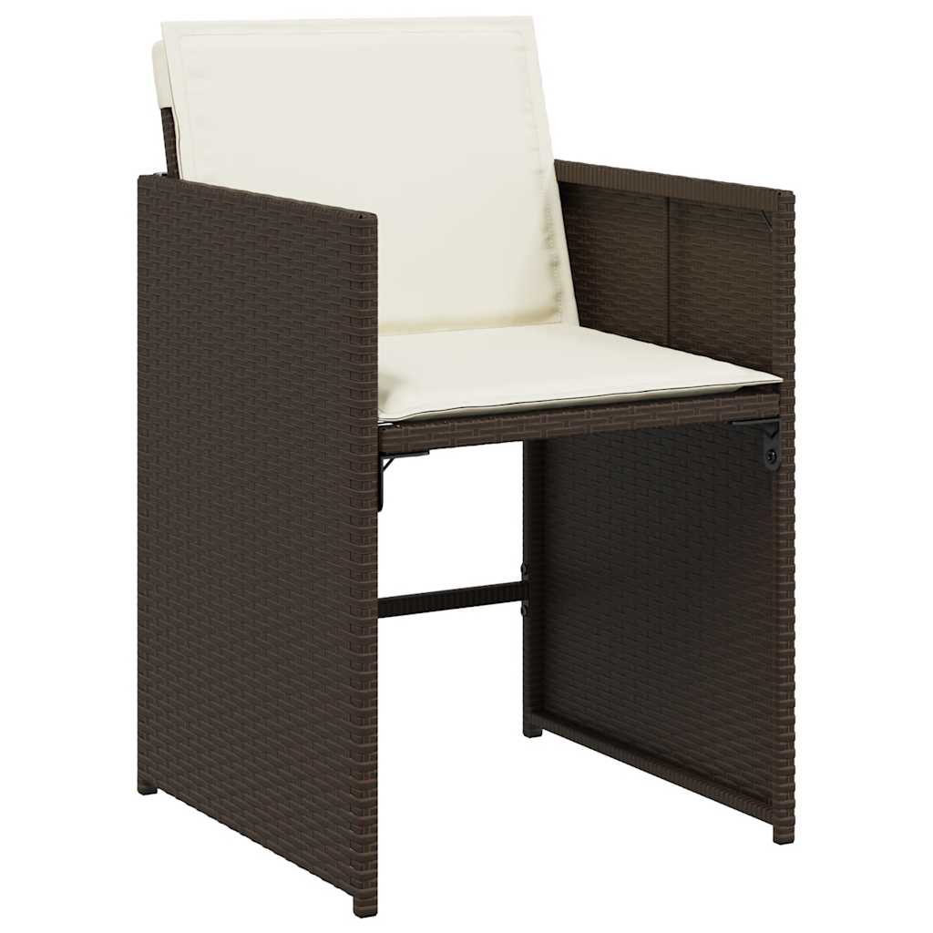 Set da Pranzo da Giardino 7pz con Cuscini in Polyrattan Marrone | homemem39