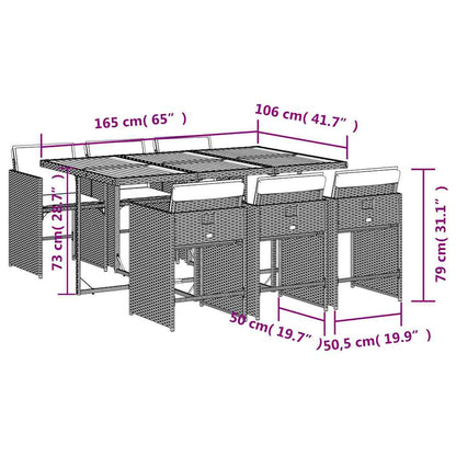 Set da Pranzo da Giardino 7 pz con Cuscini in Polyrattan Grigio | homemem39