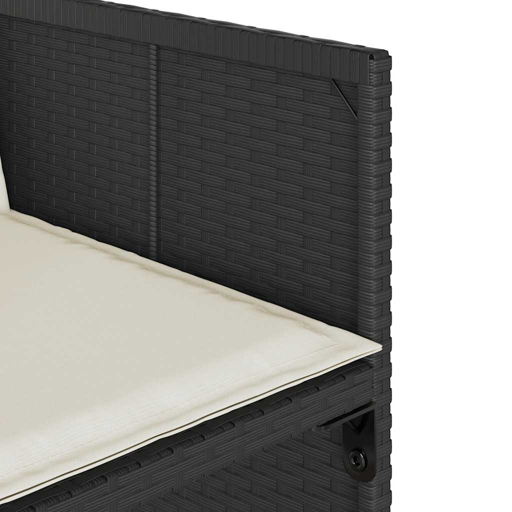 Set da Pranzo da Giardino 9 pz con Cuscini Nero in Polyrattan | homemem39