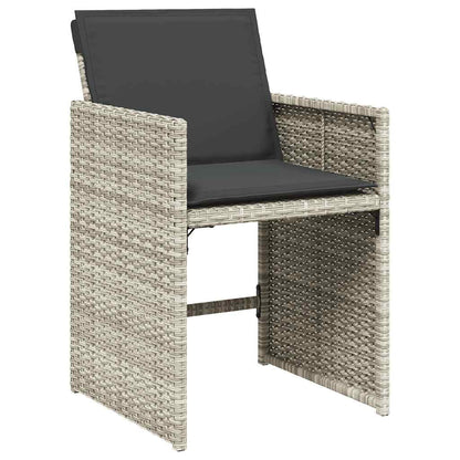 Set Pranzo da Giardino 9pz con Cuscini Grigio Chiaro Polyrattan - homemem39