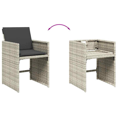 Set Pranzo da Giardino 9pz con Cuscini Grigio Chiaro Polyrattan - homemem39