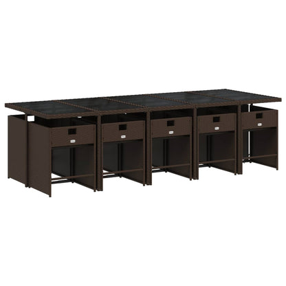 Set da Pranzo da Giardino 11 pz con Cuscini Polyrattan Marrone - homemem39