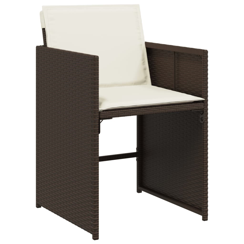 Set da Pranzo da Giardino 11 pz con Cuscini Polyrattan Marrone