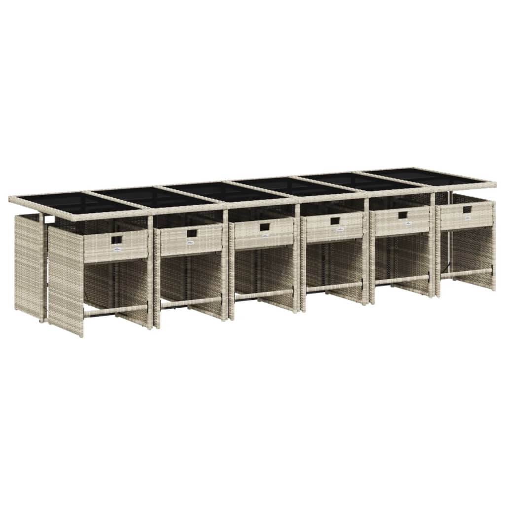 Set da Pranzo da Giardino 13pz con Cuscini Grigio in Polyrattan - homemem39