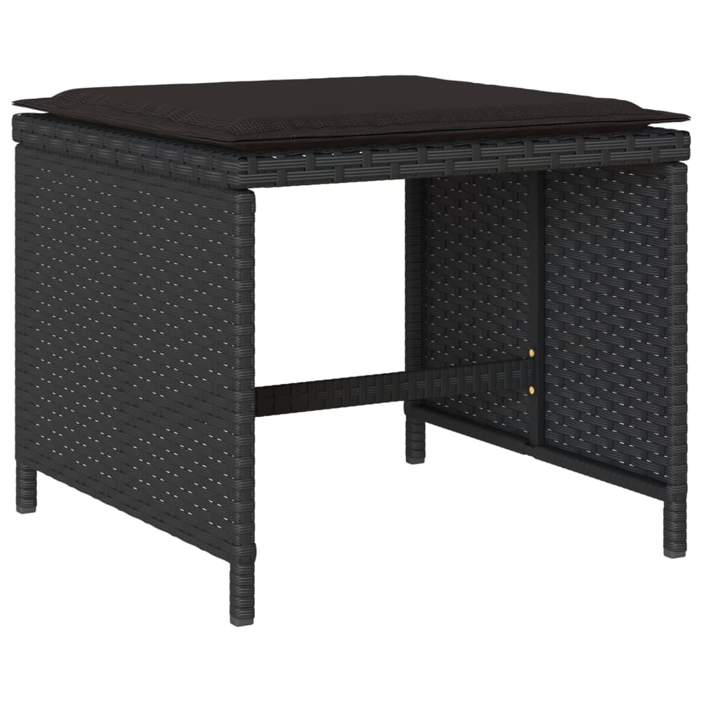Set da Pranzo da Giardino 9 pz con Cuscini Nero in Polyrattan - homemem39