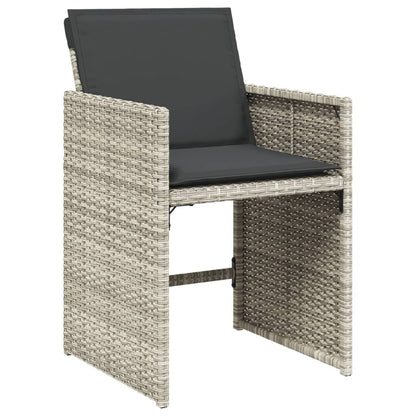 Set Pranzo da Giardino 9pz con Cuscini Grigio Chiaro Polyrattan - homemem39