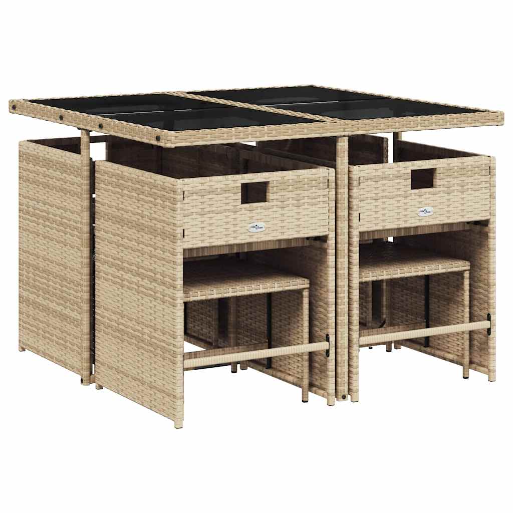 Set Pranzo da Giardino 9 pz con Cuscini Beige Misto Polyrattan | homemem39