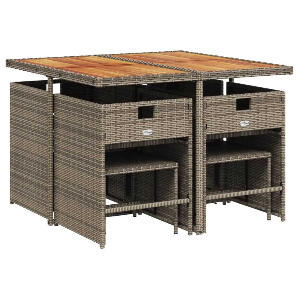 Set da Pranzo da Giardino 9 pz con Cuscini in Polyrattan Grigio - homemem39