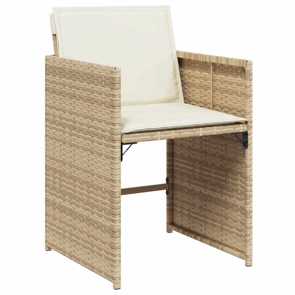 Set da Pranzo da Giardino 11 pz con Cuscini Beige in Polyrattan | homemem39