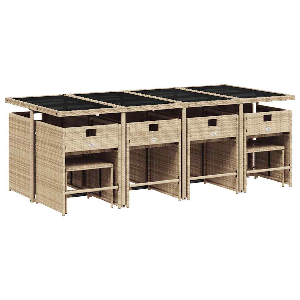 Set Pranzo da Giardino 13 pz con Cuscini Beige Misto Polyrattan | homemem39