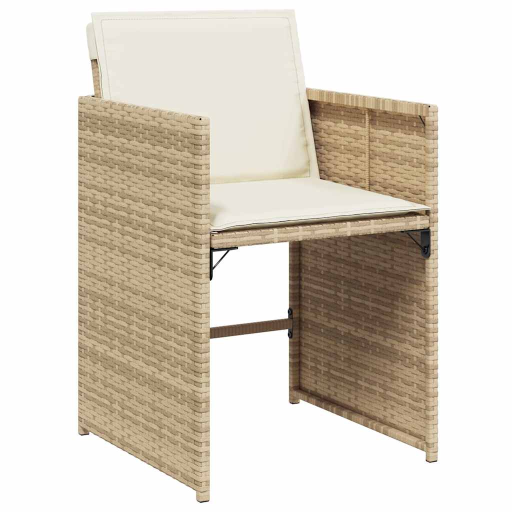 Set da Pranzo da Giardino 13 pz con Cuscini Beige in Polyrattan | homemem39