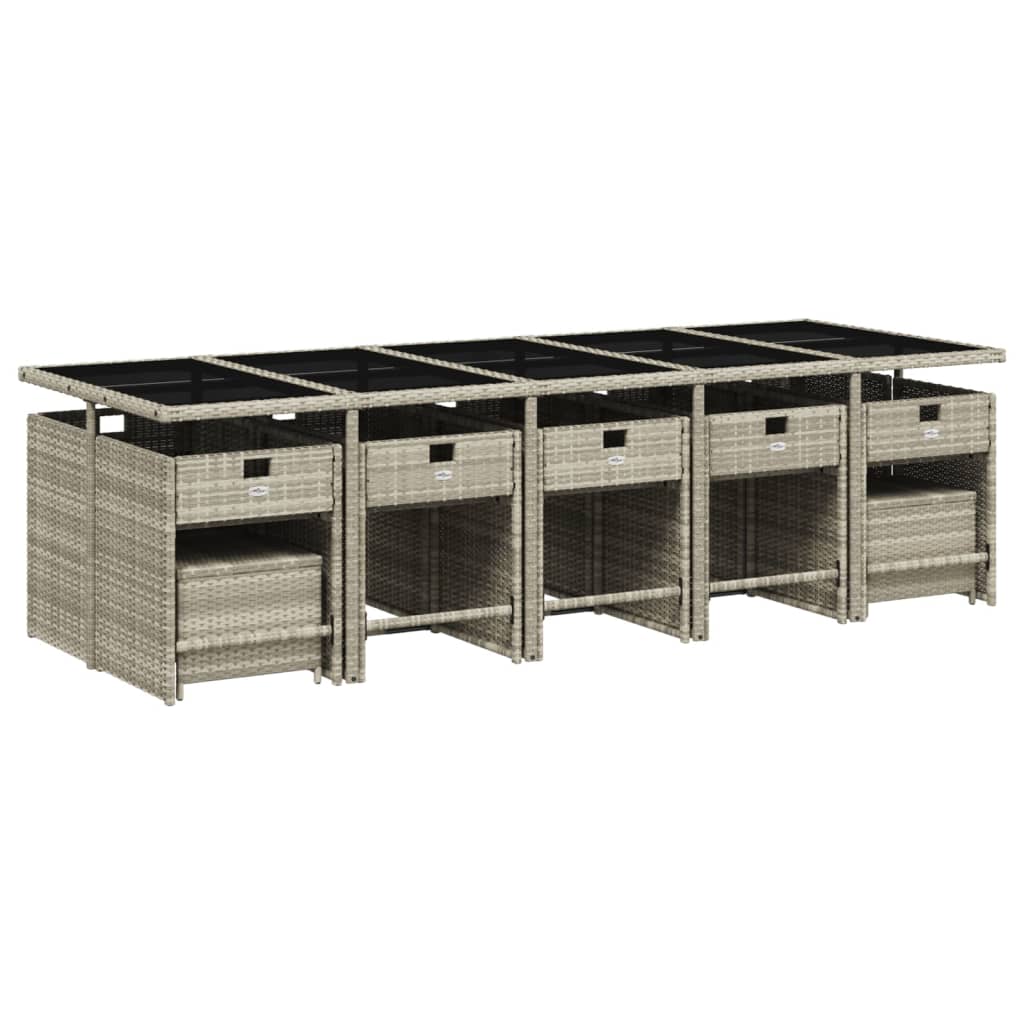 Set da Pranzo da Giardino 15 pz con Cuscini Grigio Polyrattan - homemem39