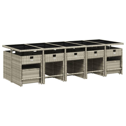 Set da Pranzo da Giardino 15 pz con Cuscini Grigio Polyrattan - homemem39