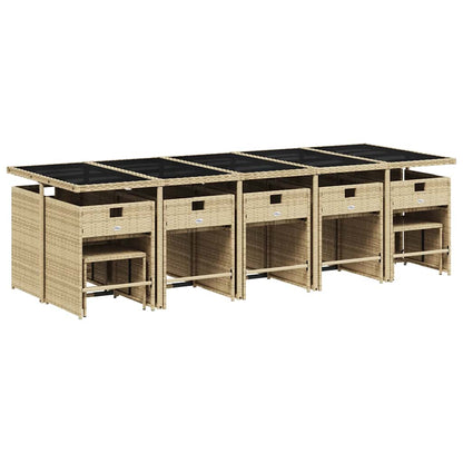Set Pranzo da Giardino 15 pz con Cuscini Beige Misto Polyrattan | homemem39
