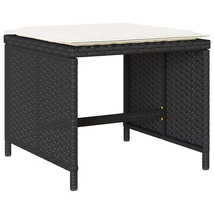 Set da Pranzo da Giardino 17 pz con Cuscini Nero in Polyrattan | homemem39