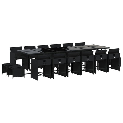Set da Pranzo da Giardino 17 pz con Cuscini Nero in Polyrattan - homemem39