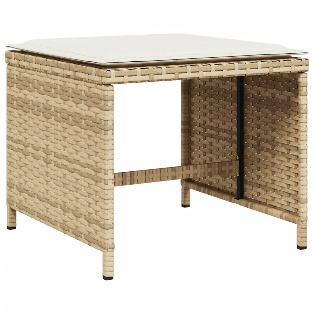 Set da Pranzo da Giardino 17 pz con Cuscini Beige in Polyrattan