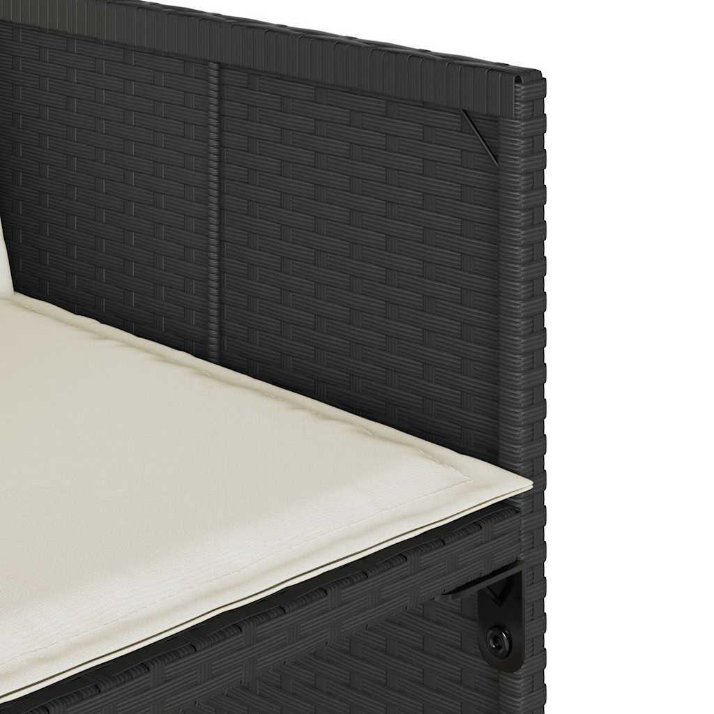 Set da Pranzo da Giardino 9 pz con Cuscini Nero in Polyrattan | homemem39