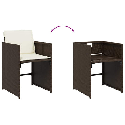Set da Pranzo da Giardino 9pz con Cuscini Marrone in Polyrattan | homemem39