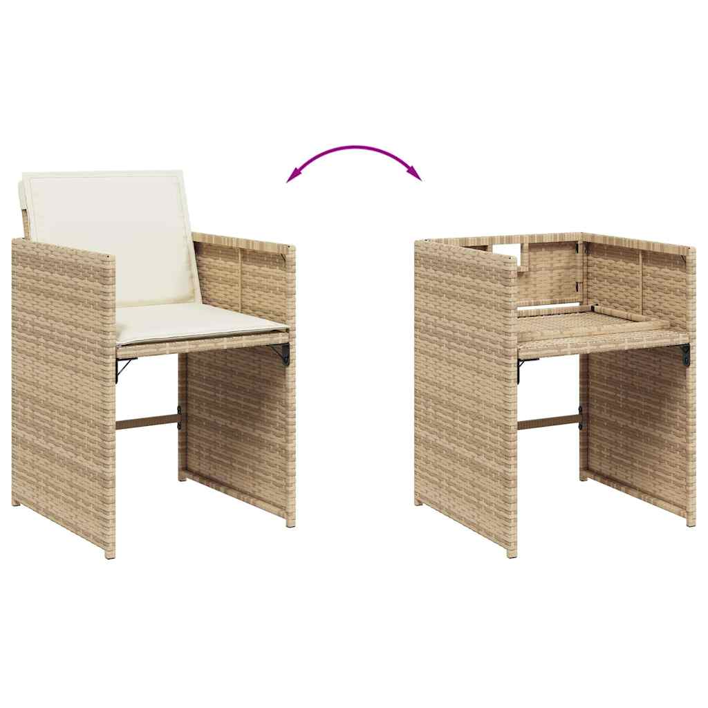 Set da Pranzo da Giardino 13 pz con Cuscini Beige in Polyrattan | homemem39