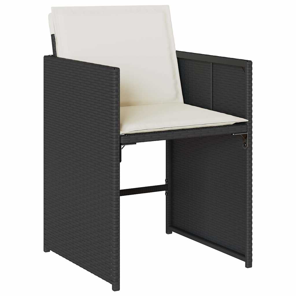 Set da Pranzo da Giardino 13pz con Cuscini Nero in Polyrattan | homemem39
