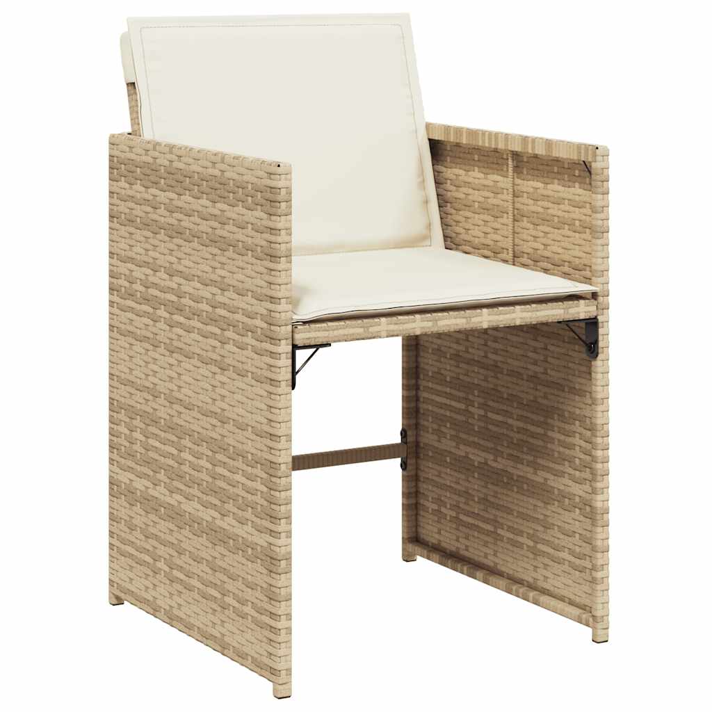 Set da Pranzo da Giardino 13 pz con Cuscini Beige in Polyrattan | homemem39
