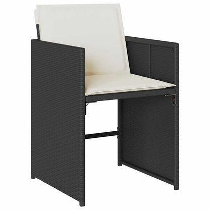 Set da Pranzo da Giardino 15 pz con Cuscini Nero in Polyrattan | homemem39