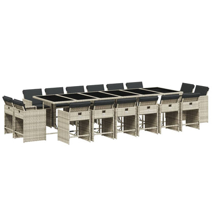 Set da Pranzo da Giardino 17pz con Cuscini Grigio in Polyrattan - homemem39