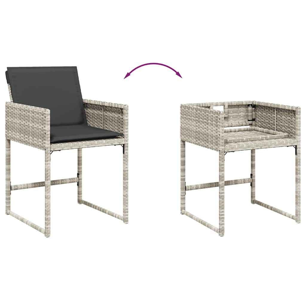Set Pranzo da Giardino 5pz con Cuscini Grigio Chiaro Polyrattan | homemem39