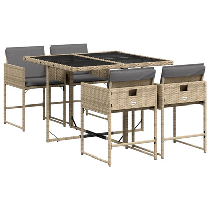 Set Pranzo da Giardino 5 pz con Cuscini Beige Misto Polyrattan - homemem39