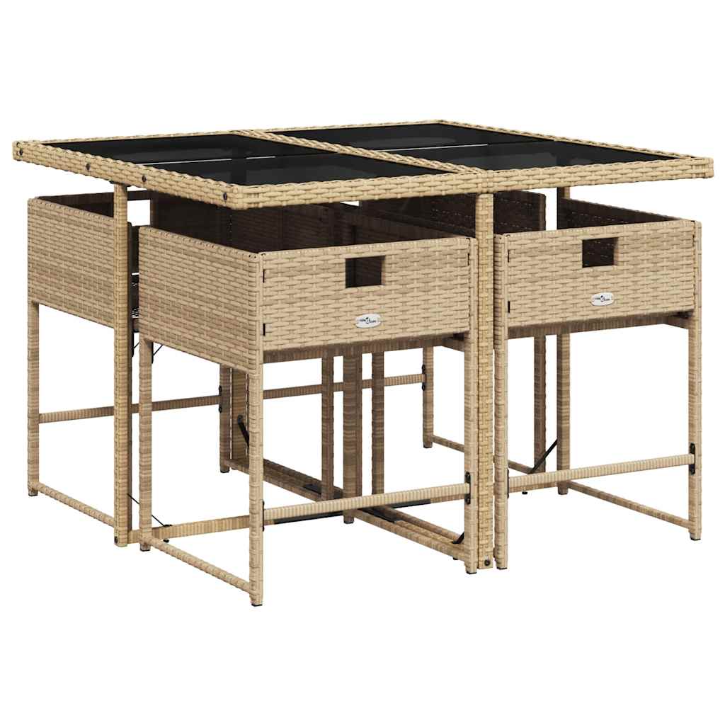 Set Pranzo da Giardino 5 pz con Cuscini Beige Misto Polyrattan | homemem39