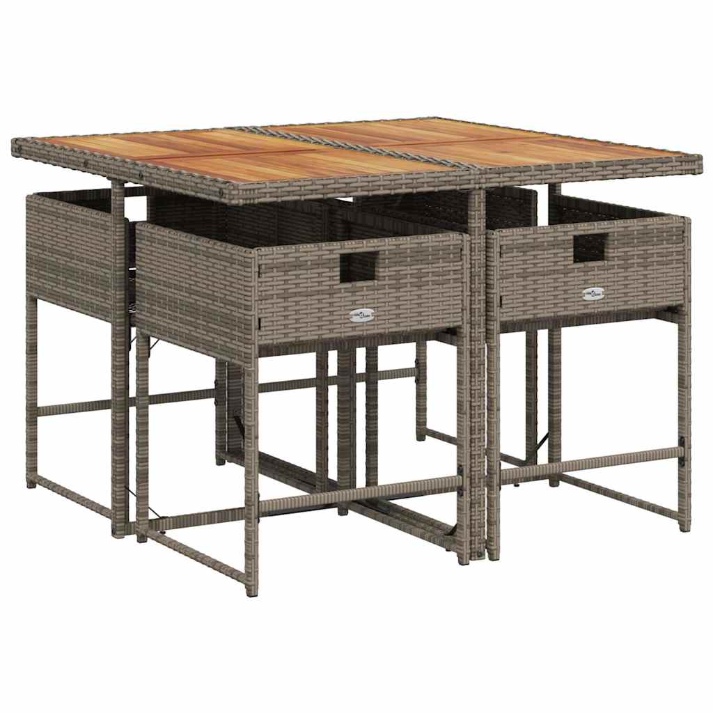 Set da Pranzo da Giardino 5 pz con Cuscini in Polyrattan Grigio - homemem39