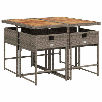 Set da Pranzo da Giardino 5 pz con Cuscini in Polyrattan Grigio - homemem39